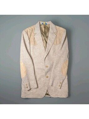 Vintage Pendleton Wool Tweed Blazer Sport Coat Tan Suede 40L Vintage